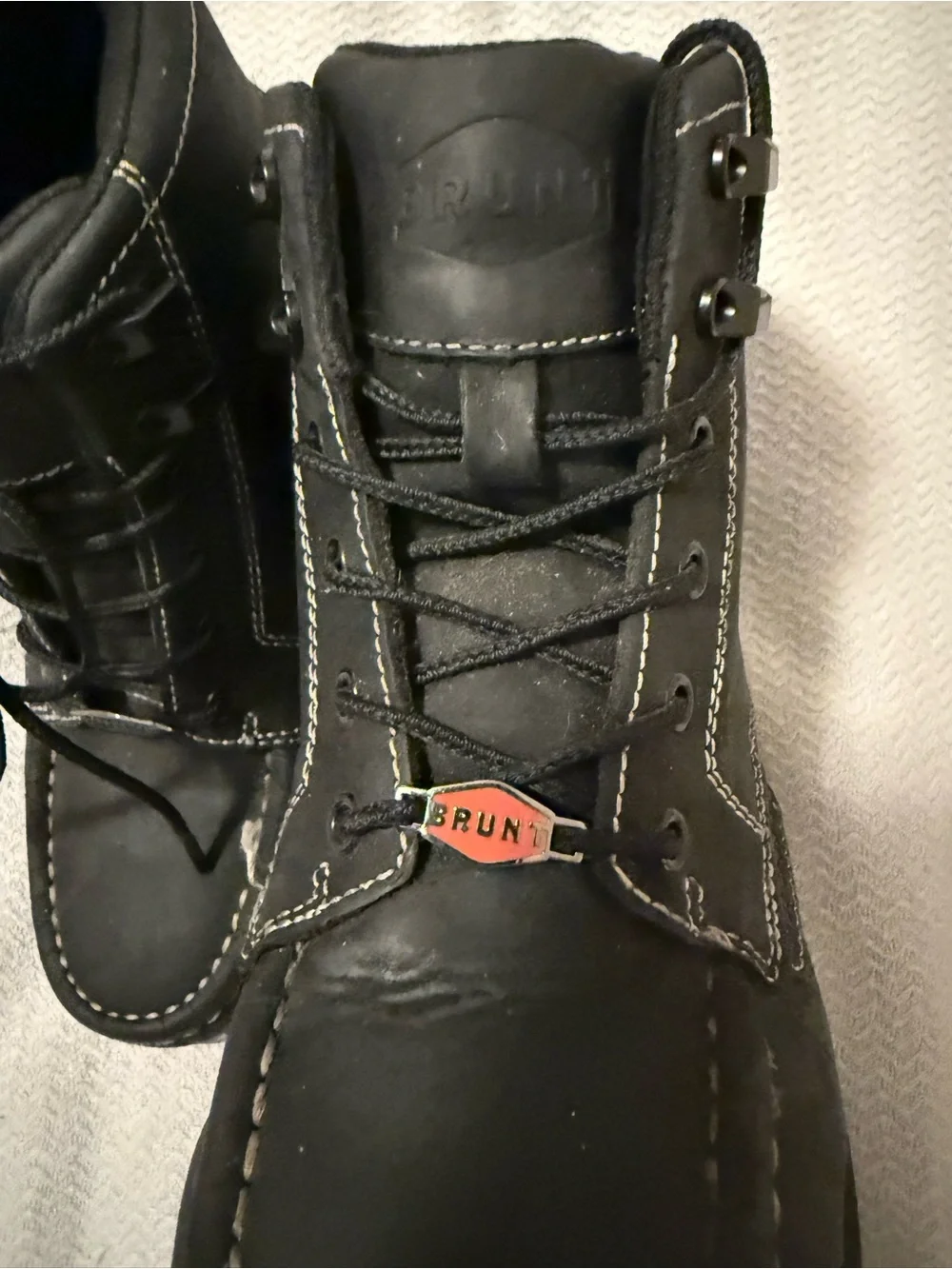 Black Moc Toe Work Boots with Cream Sole - BRUNT Marin 6inch w/ comp toe